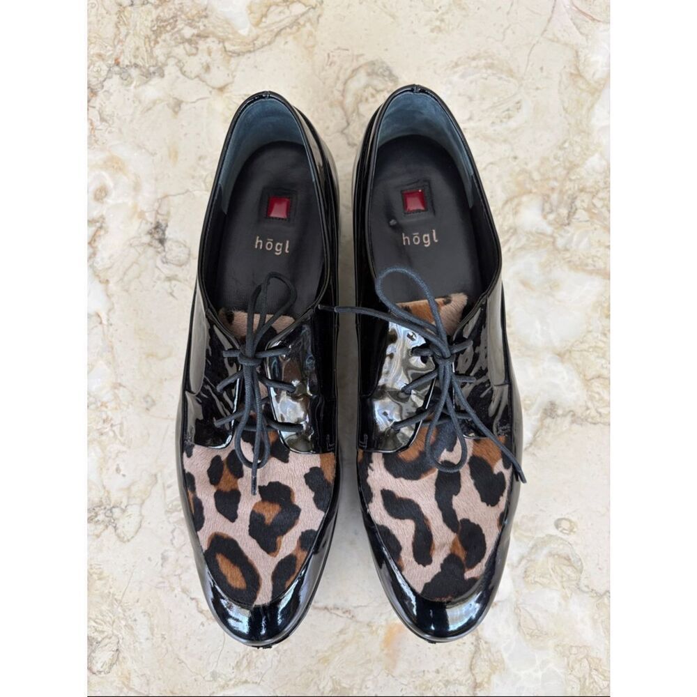 Högl Patent Leather & Leopard Pony Hair Platform Oxfords – EU 41 / UK 8 - Picture 10 of 14